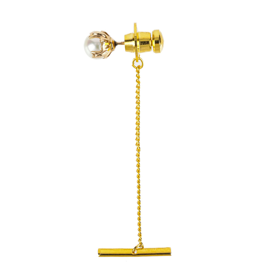 18K Yellow Gold Akoya Pearl Tie Tack Pin 7mm