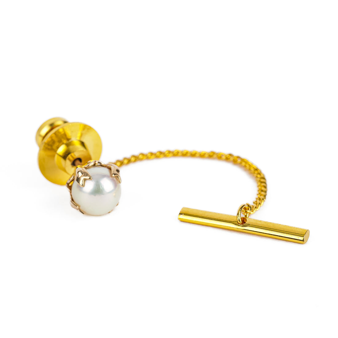 18K Yellow Gold Akoya Pearl Tie Tack Pin 7mm