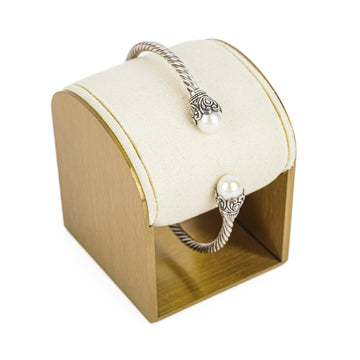 SAMUEL B Sterling Pearl Hinged Cuff Bracelet