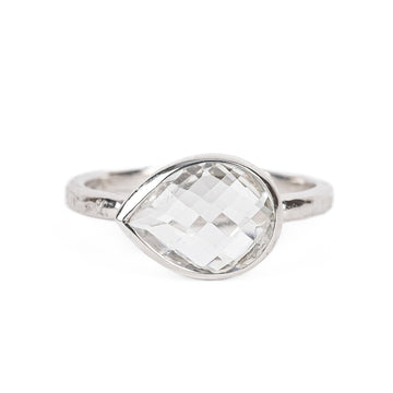 ANZIE Sterling Horizontal Pear Shaped White Topaz Ring