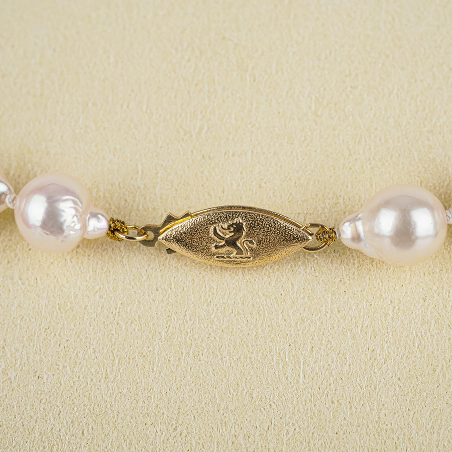 14K Baroque Teardrop Cultured Pearl Necklace & Studs Set