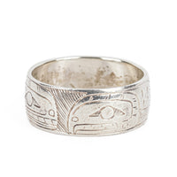 First Nations Sterling Etched Band Ring 7.5mm