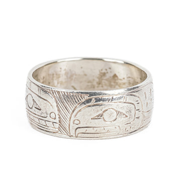 First Nations Sterling Etched Band Ring 7.5mm