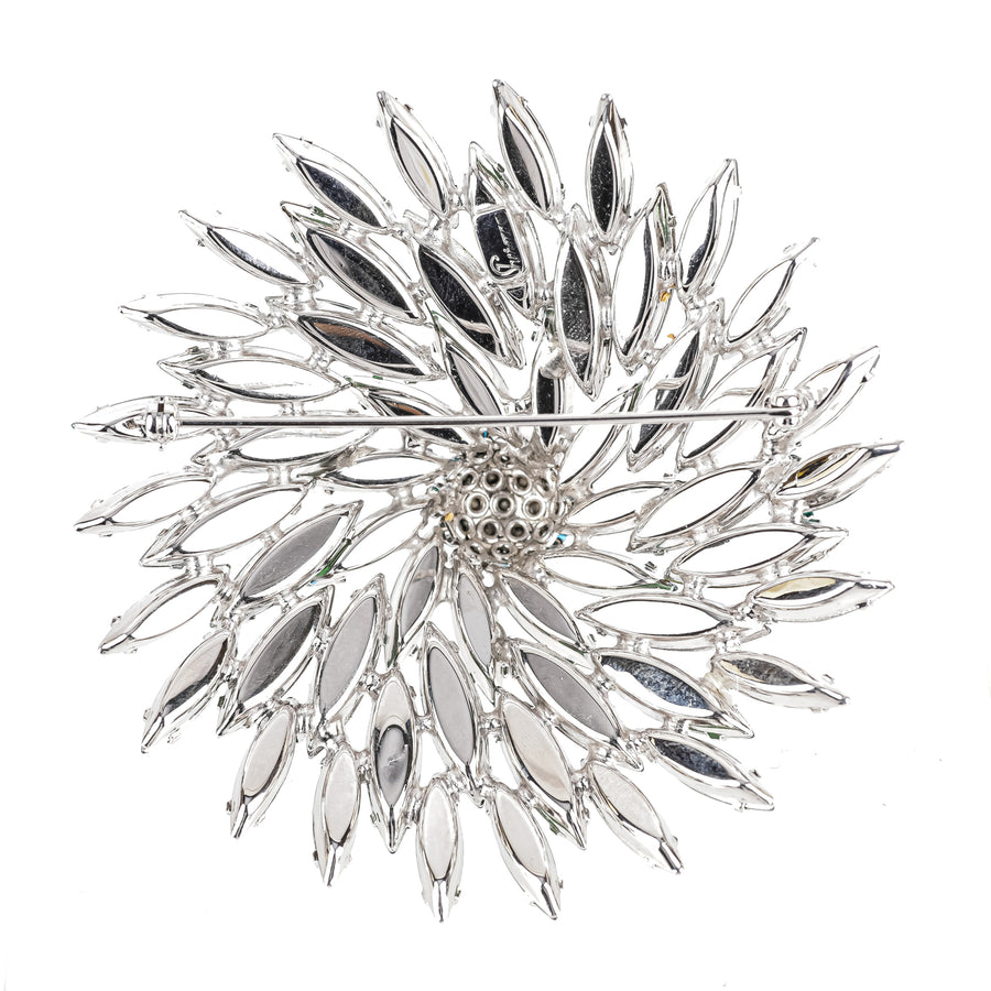 SHERMAN Brooch - Two Tone Green Marquise Rhinestone