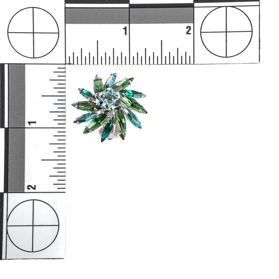 SHERMAN Clips - Two Tone Green Marquise Rhinestone