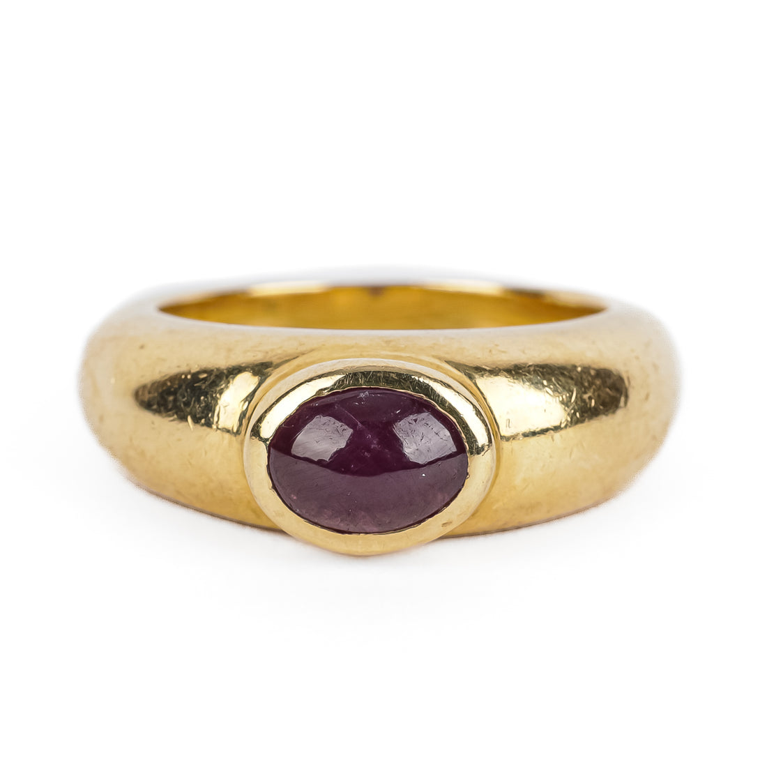 14K Yellow Gold Bezel Set Ruby Cabochon Ring