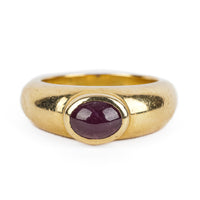 14K Yellow Gold Bezel Set Ruby Cabochon Ring