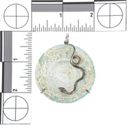 Roman Glass Round Pendant with Silver Snake