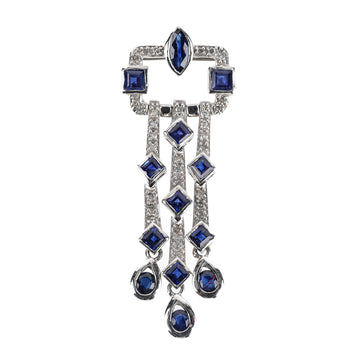 14K White Gold Sapphire Diamond Articulating Pendant