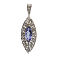 14K White Gold Marquise Tanzanite Diamond Pendant