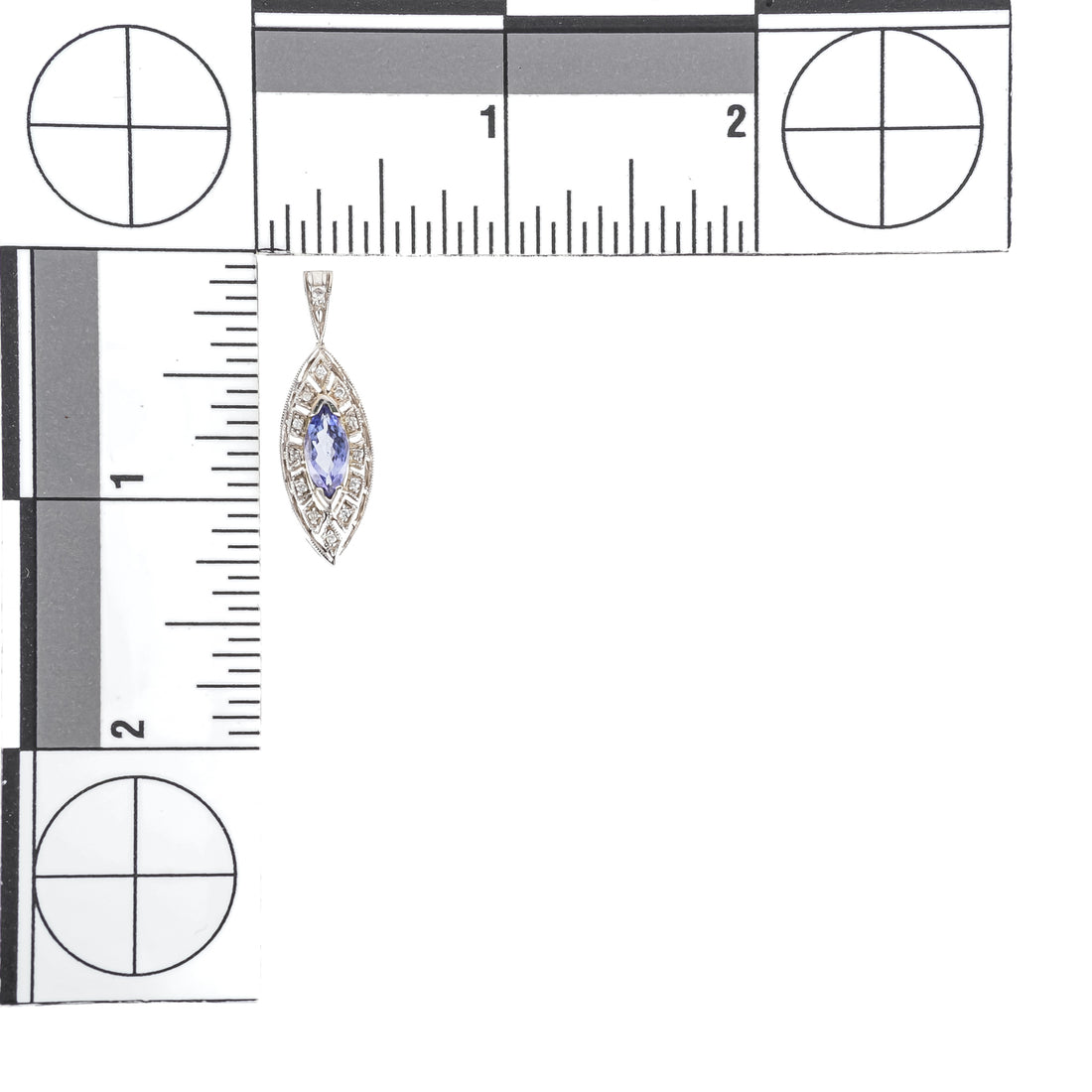 14K White Gold Marquise Tanzanite Diamond Pendant
