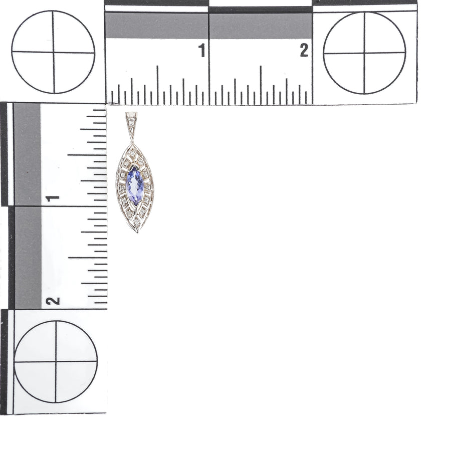 14K White Gold Marquise Tanzanite Diamond Pendant