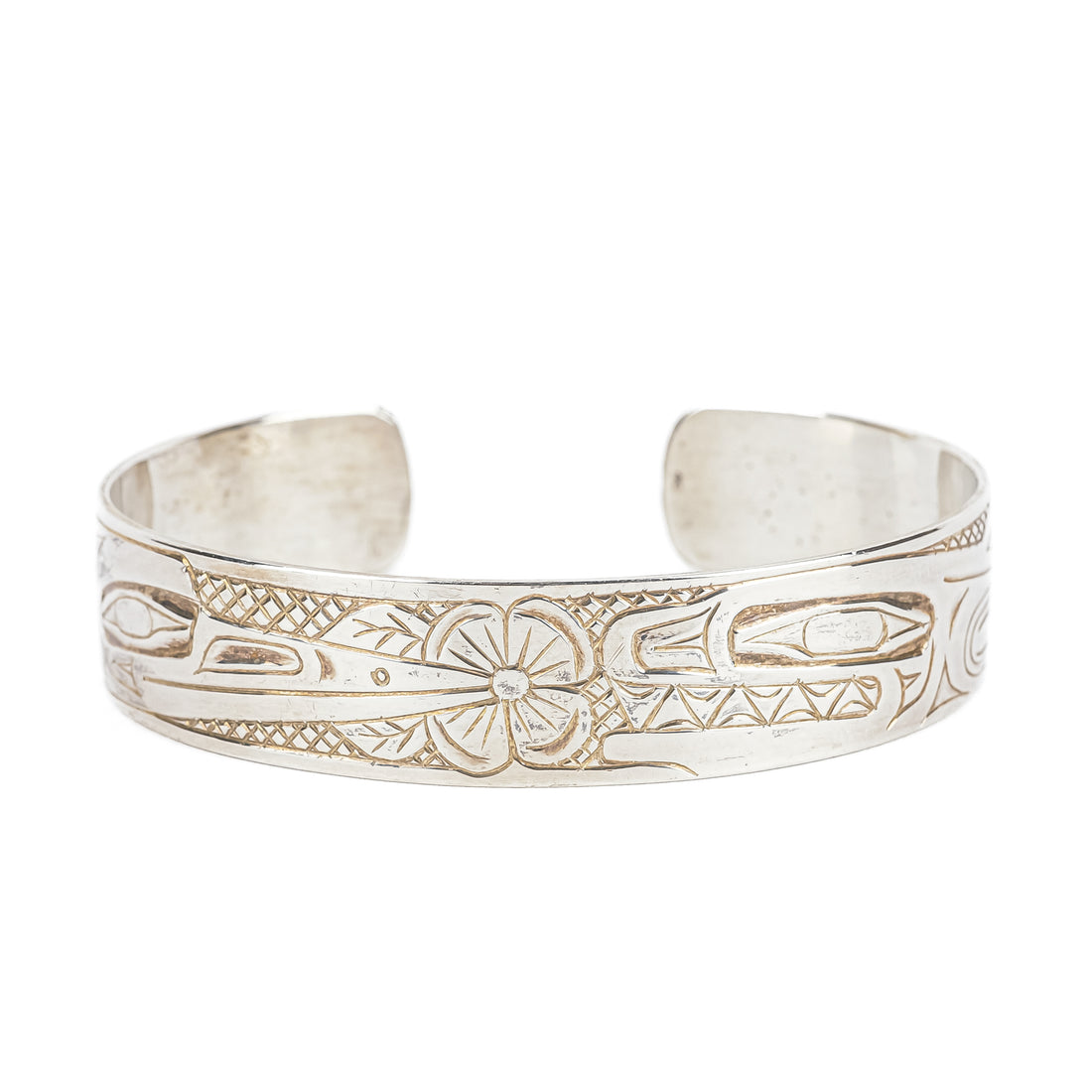 Haida Sterling Chased Cuff Bracelet