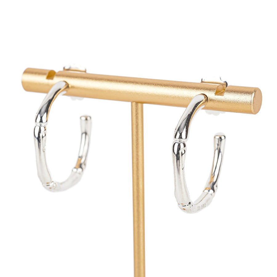 THISTLE & BEE Sterling Bamboo Open Hoop Earrings