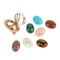14K Multistone Cabochon Cage Earrings