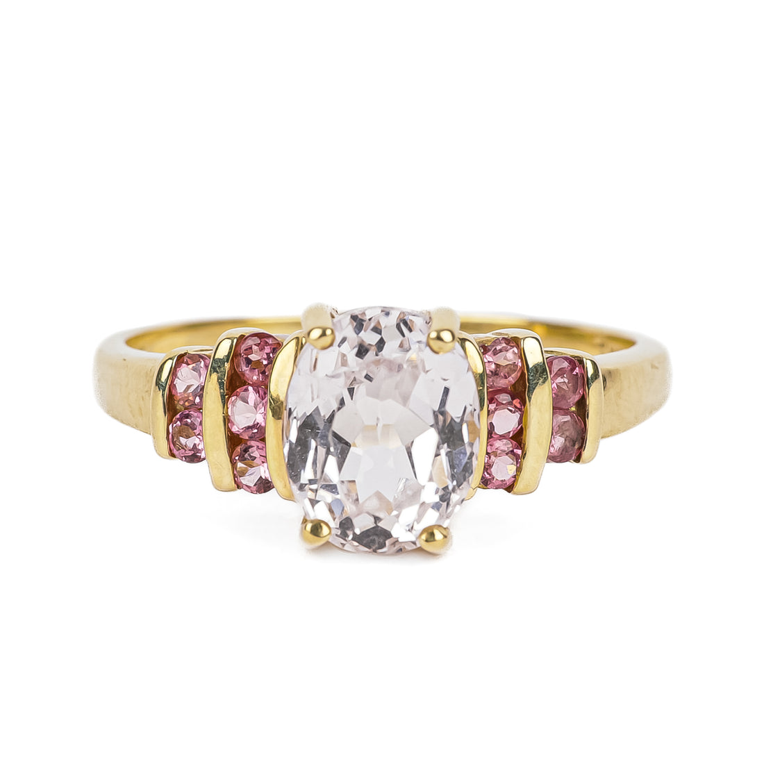 14K Oval Kunzite Tourmaline Ring