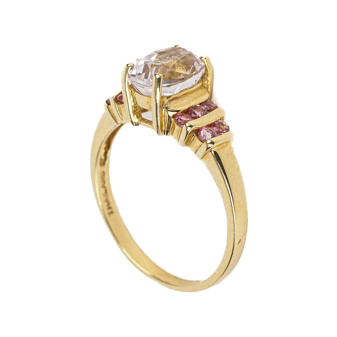 14K Oval Kunzite Tourmaline Ring
