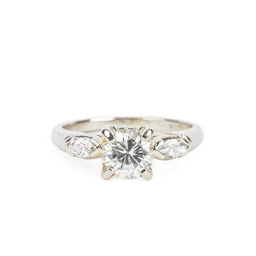18K White Gold Diamond 3-Stone Engagement Ring