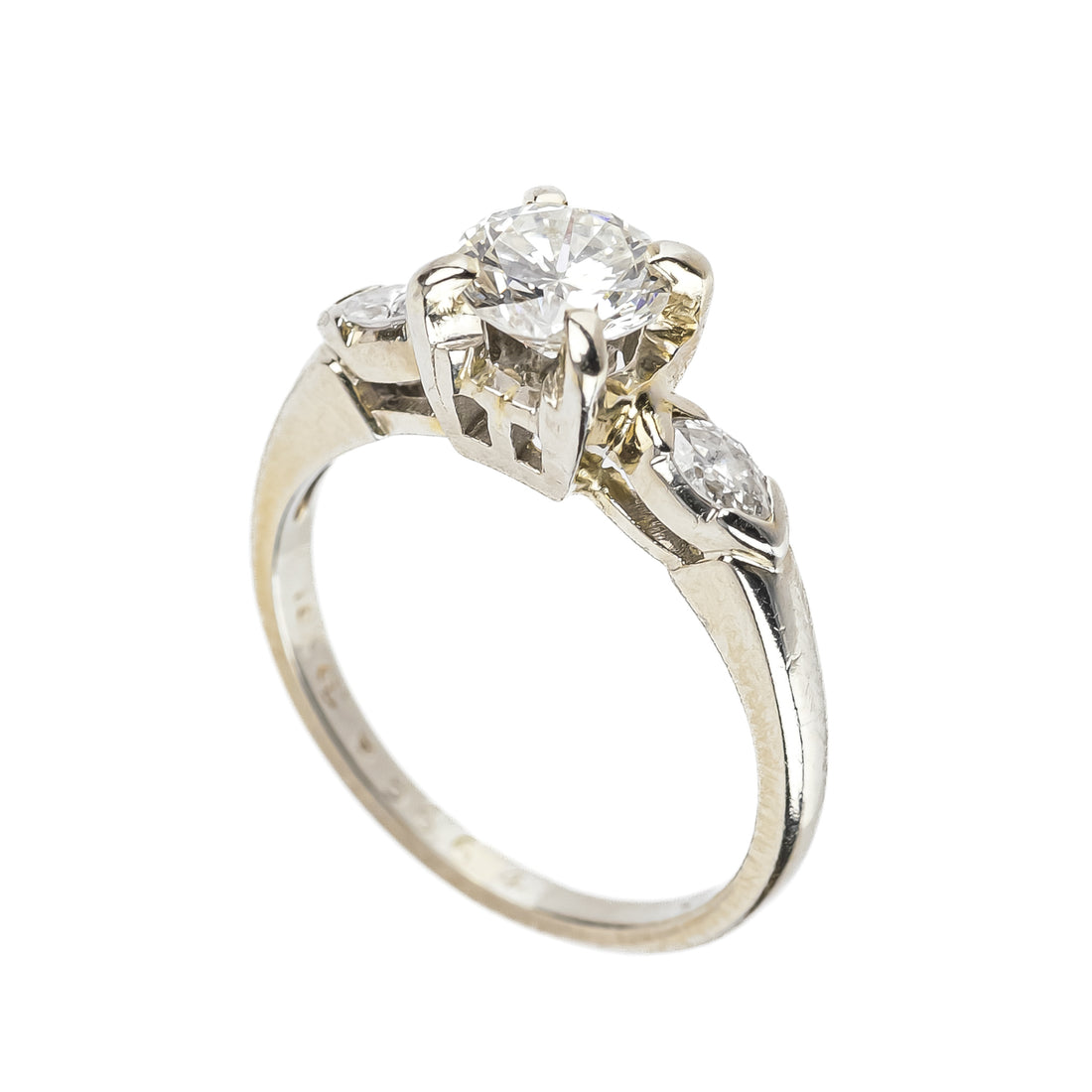 18K White Gold Diamond 3-Stone Engagement Ring