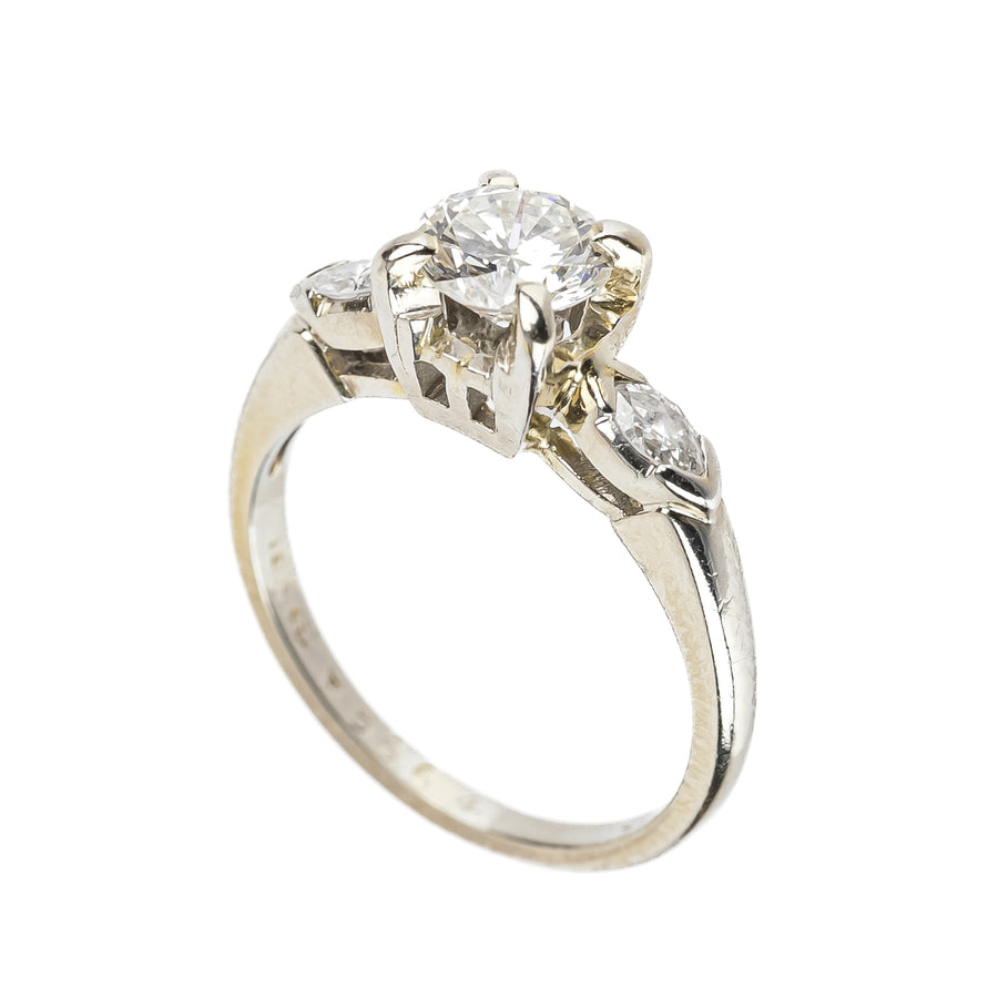 18K White Gold Diamond 3-Stone Engagement Ring