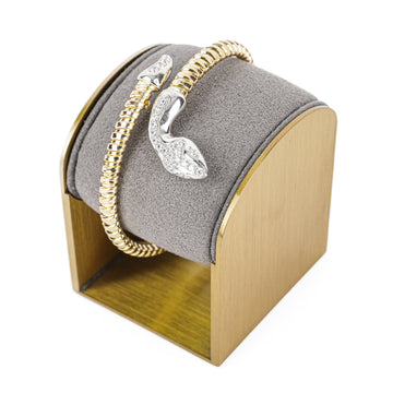 Sterling Silver 2-Tone Cubic Zirconia Snake Bracelet