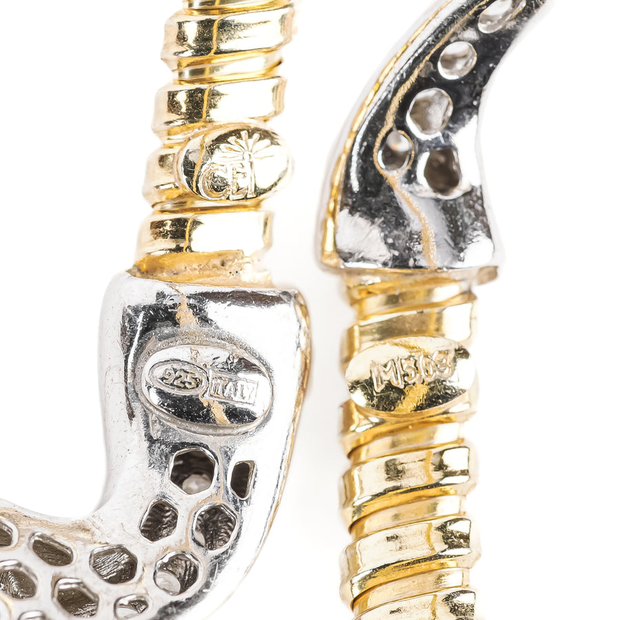 Sterling Silver 2-Tone Cubic Zirconia Snake Bracelet