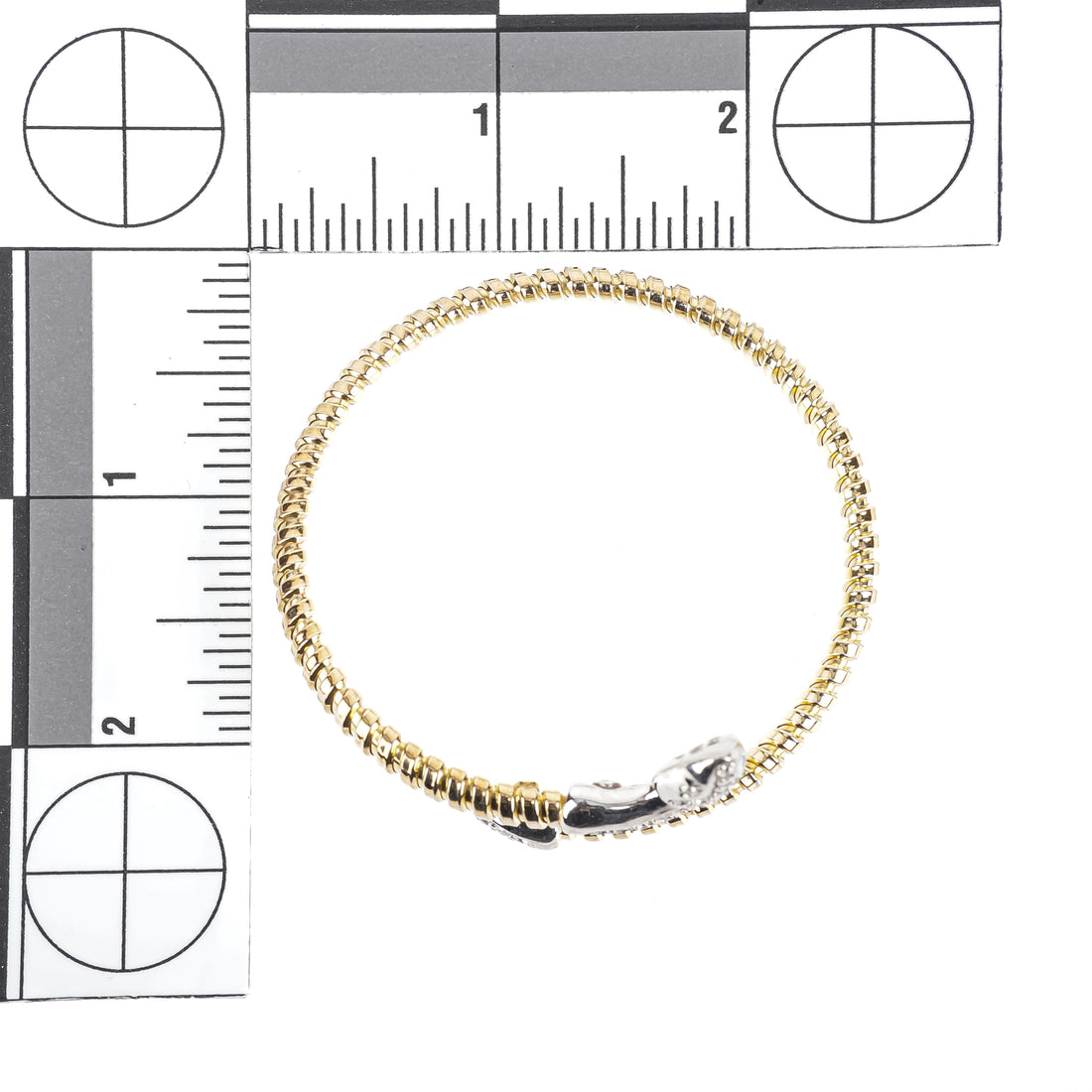 Sterling Silver 2-Tone Cubic Zirconia Snake Bracelet
