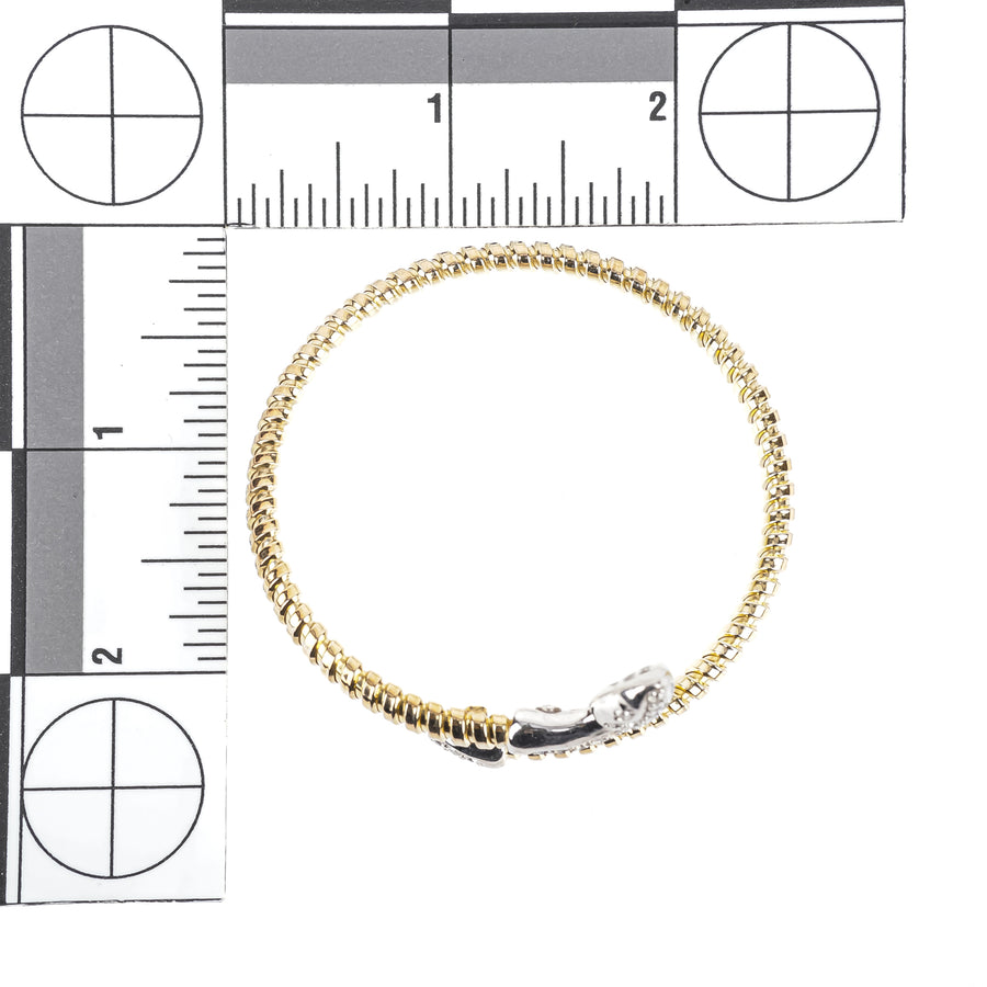 Sterling Silver 2-Tone Cubic Zirconia Snake Bracelet