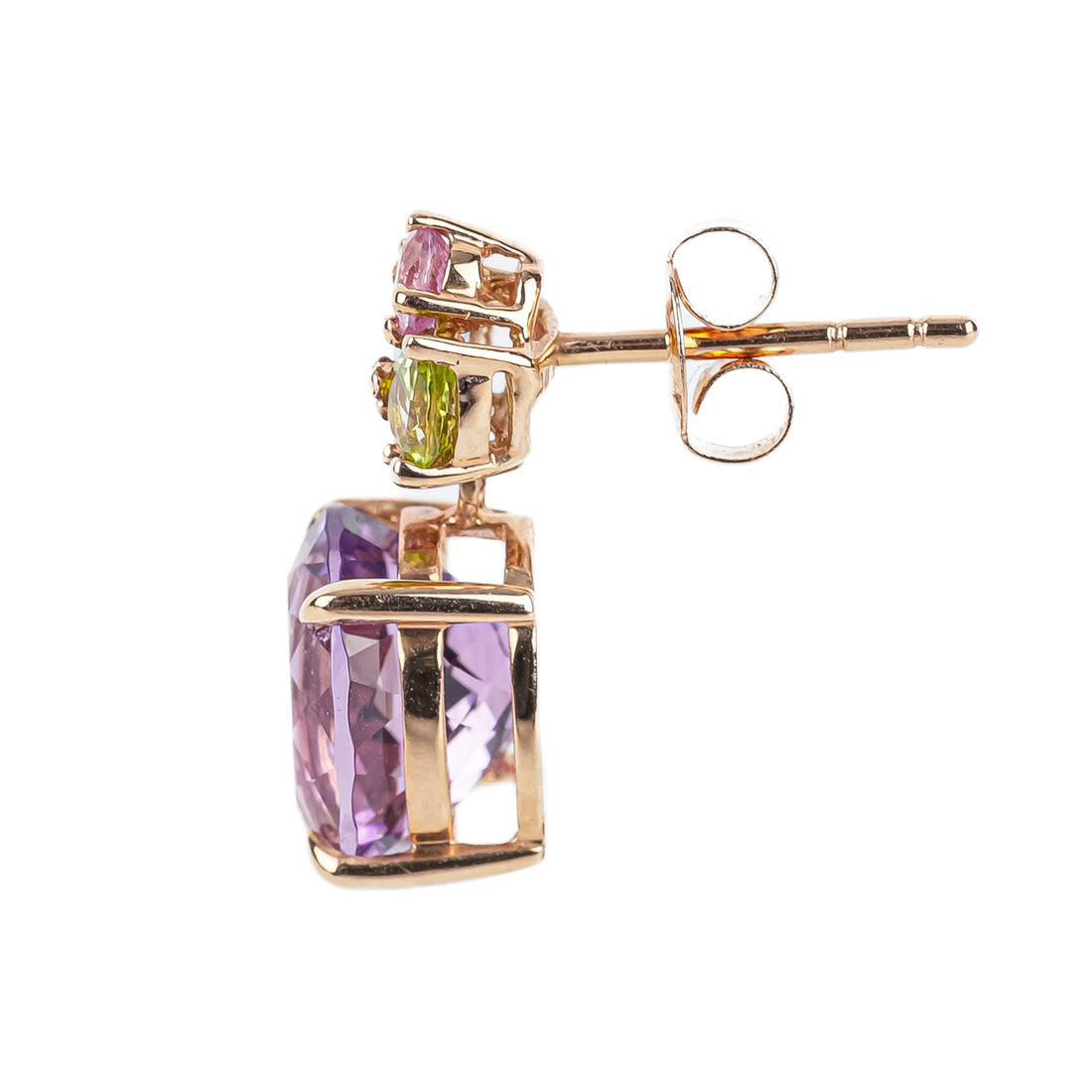 14K Rose Gold Multi Gemstone Drop Earrings