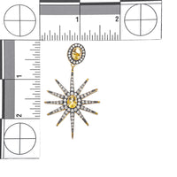 Gold Plated Oxidized Sterling Silver Starburst Citrine Drop Earrings