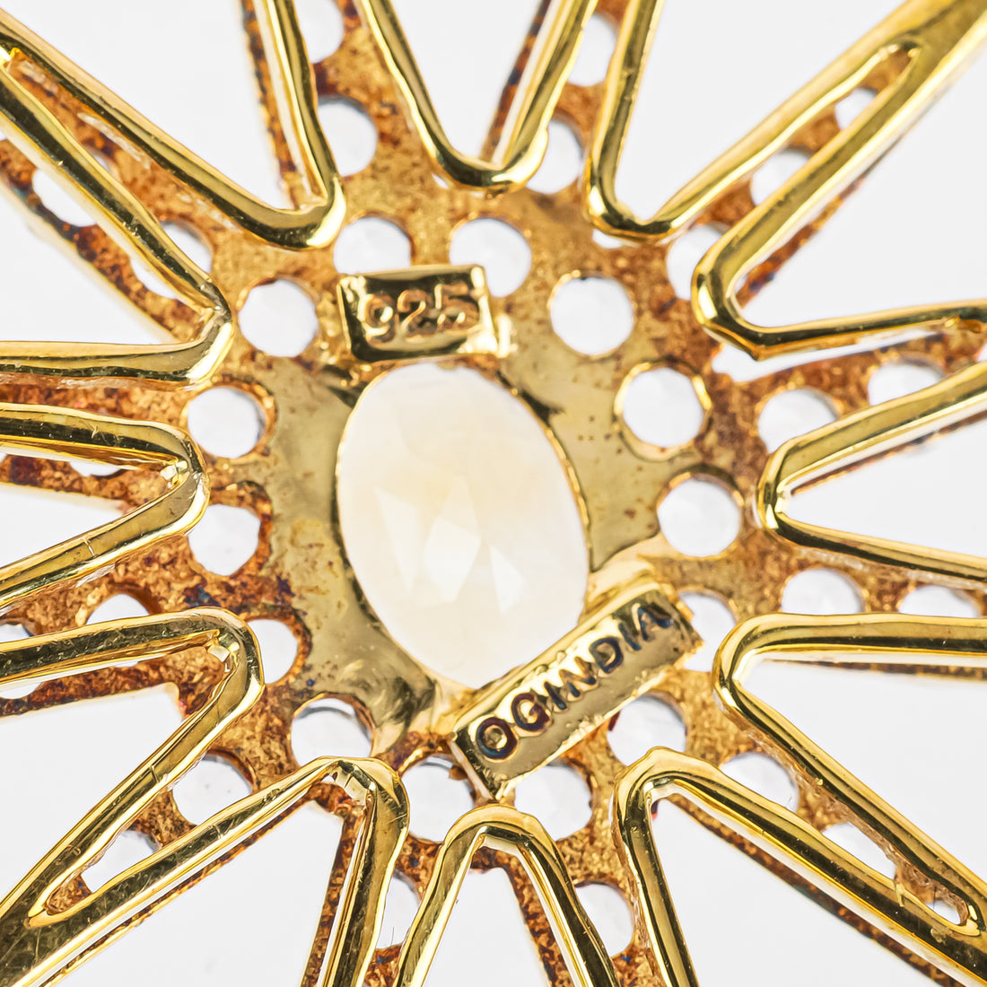 Gold Plated Oxidized Sterling Silver Starburst Citrine Drop Earrings