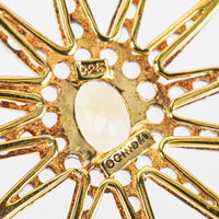 Gold Plated Oxidized Sterling Silver Starburst Citrine Drop Earrings