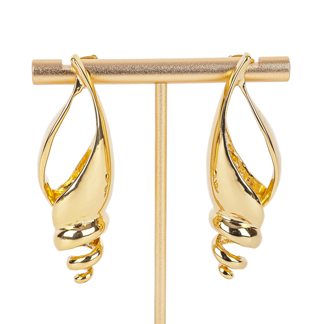 Gold Tone Shell Drop Earrings