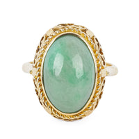 14K Yellow Gold Jade Cabochon Ring