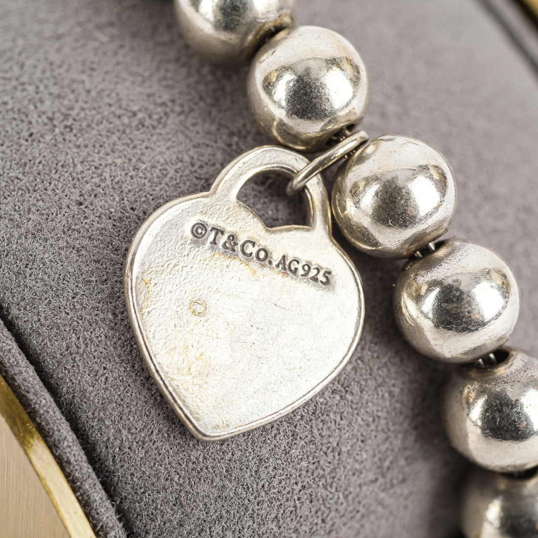 Tiffany silver bead bracelet with heart 2025