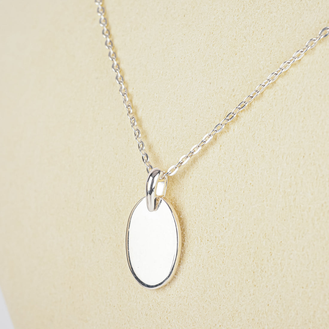 THISTLE & BEE Sterling Oval Tag Pendant Necklace