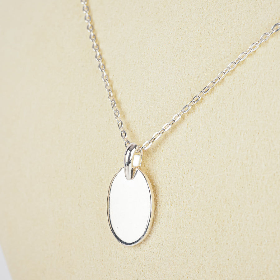 THISTLE & BEE Sterling Oval Tag Pendant Necklace