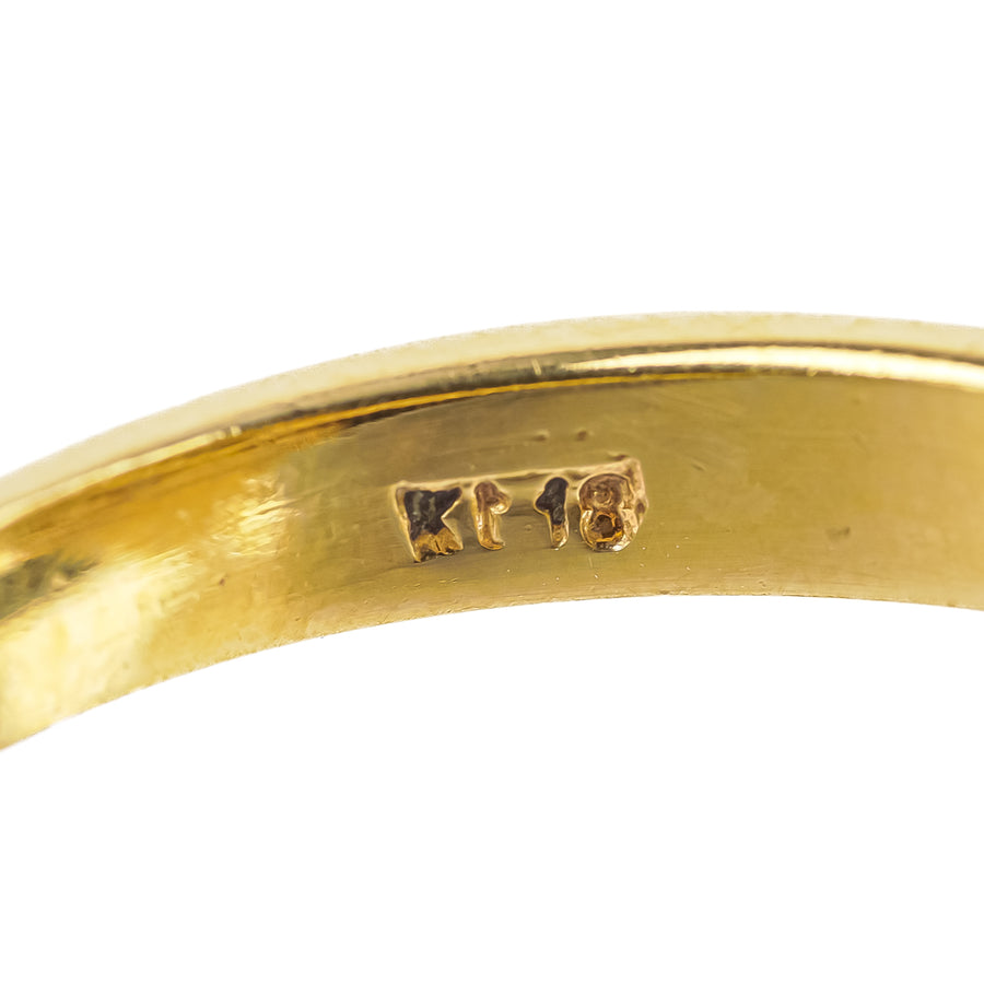 18K Yellow Gold Chalcedony Braided Chain Ring