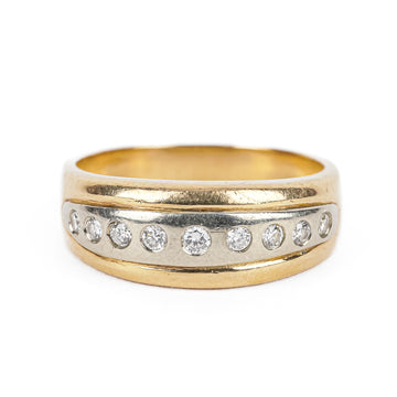 14K Yellow & White Gold Diamond Band Ring