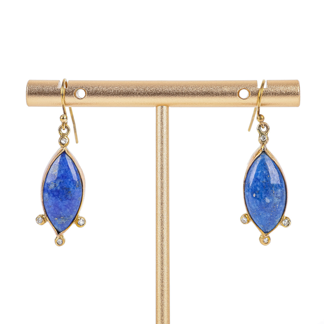 9K Yellow Marquise Lapis Drop Earrings