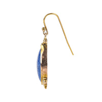 9K Yellow Marquise Lapis Drop Earrings