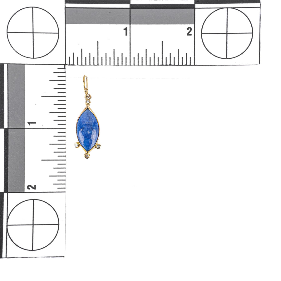 9K Yellow Marquise Lapis Drop Earrings