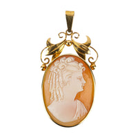 18K Yellow Gold Cameo Pendant 29-21mm