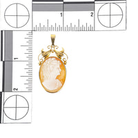 18K Yellow Gold Cameo Pendant 29-21mm