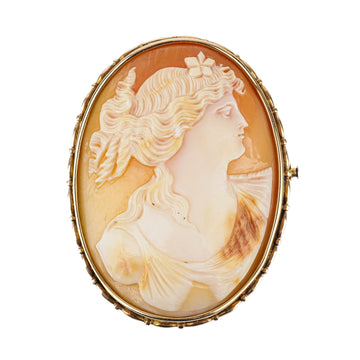 14K Yellow Gold Cameo Brooch 48-36mm