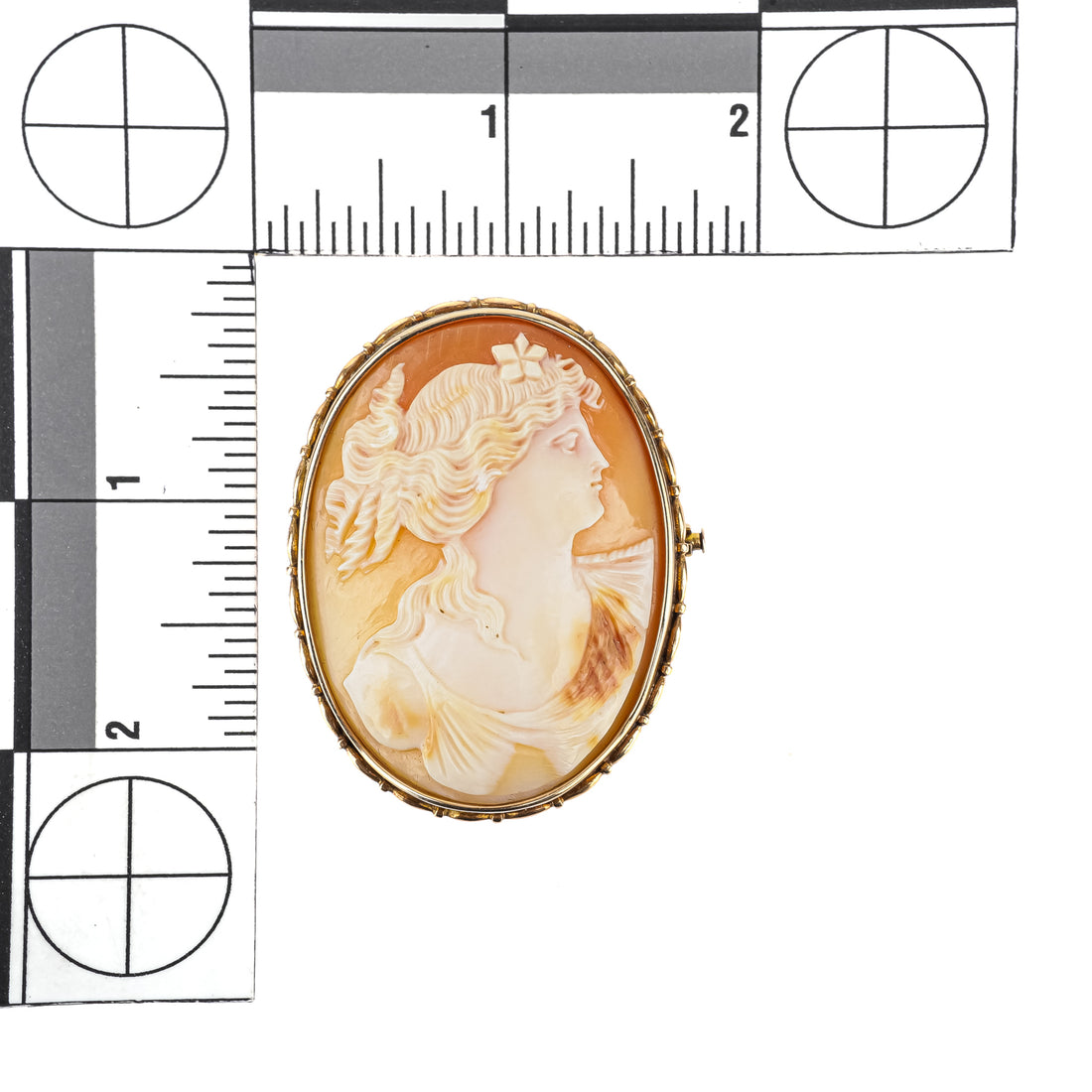 14K Yellow Gold Cameo Brooch 48-36mm