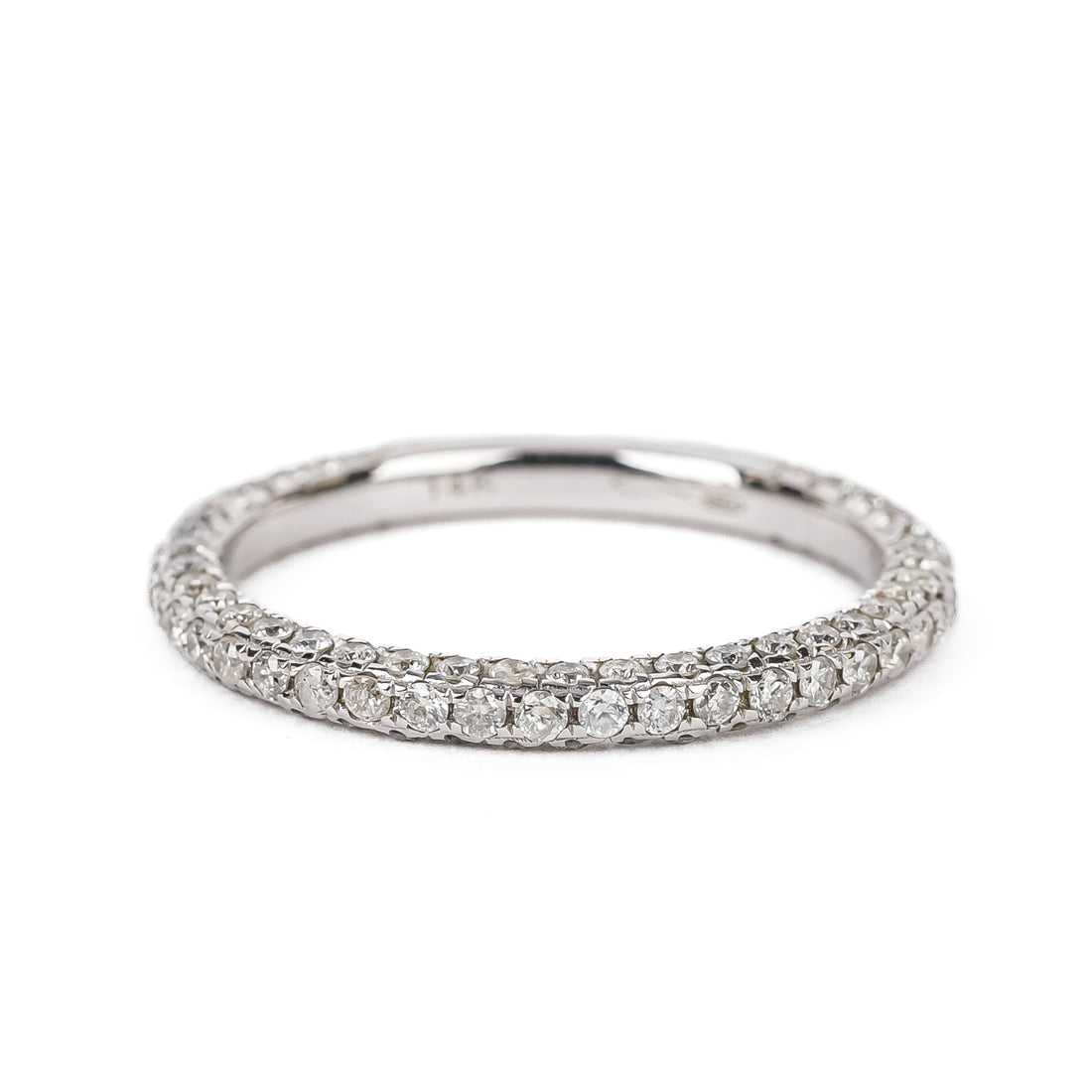 14K White Gold Pave Diamond Band Ring