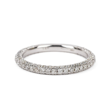 14K White Gold Pave Diamond Band Ring