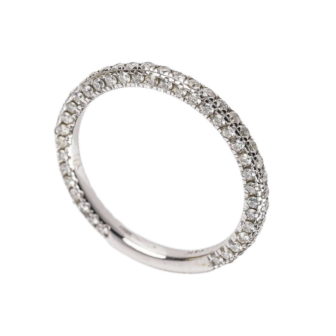 14K White Gold Pave Diamond Band Ring