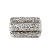 18K White Gold Pave Diamond 3 Band Ring